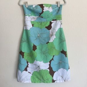 Reversible Floral or Striped Strapless Dress